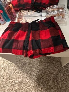 Medium Red & Black Buffalo Plaid Lounge Shorts
